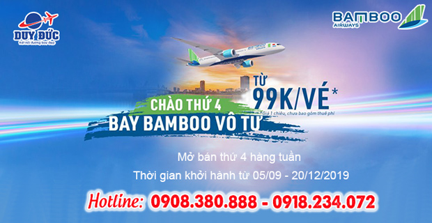Bamboo Airways ưu đãi giá vé chỉ 99.000đ ngày thứ 4