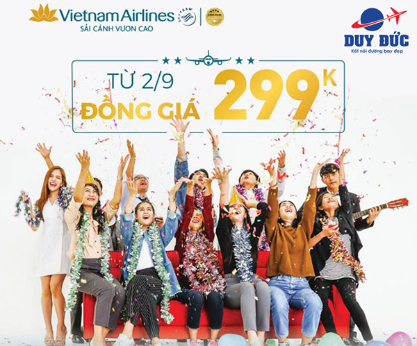Vietnam Airlines ưu đãi đồng giá 299k nhân dịp Quốc khánh