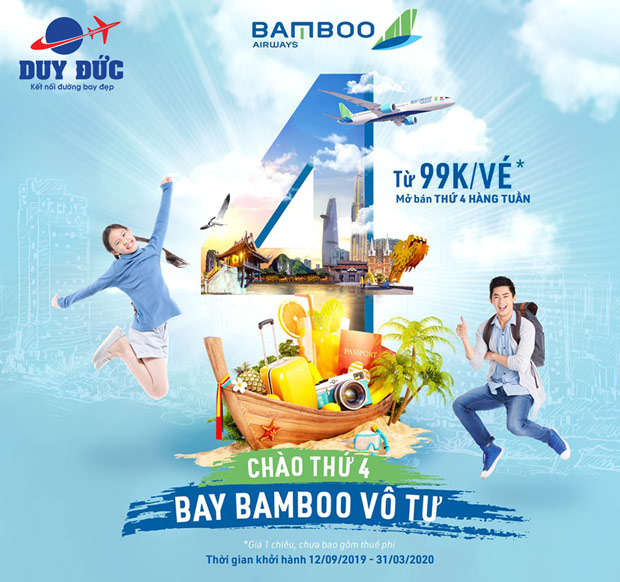 Ưu đãi Thứ 4 vé máy bay Bamboo Airways giá chỉ từ 99,000đ